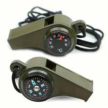 3-In-1 Emergency Survival Whistle With Compass, Thermometer And Lanyard, Durable PP Material - Perfect For Camping, Hiking, Mountaineering, Training, Rescue, Outdoor Adventure, Referee And Cheerleading, Survival Whistle, Multi-Functional Tool, Survival Compass, Emergency Preparation, Camping Gear, Camping Essentials - Multicolor - View 1