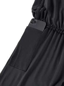 1pc Men's Sports Pants, 4-Season Fitness 2 In 1 Pants, Anti-Exposure, Elastic Lining With Pockets, Running Print - Black - View 6