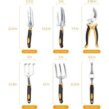 Garden Tools 9 Piece Heavy Duty Gardening Tools Set with Non-Slip Rubber Grip Stainless Steel Garden Tool Gifts for Women Husbands and Parents - Amarillo - Ver 2