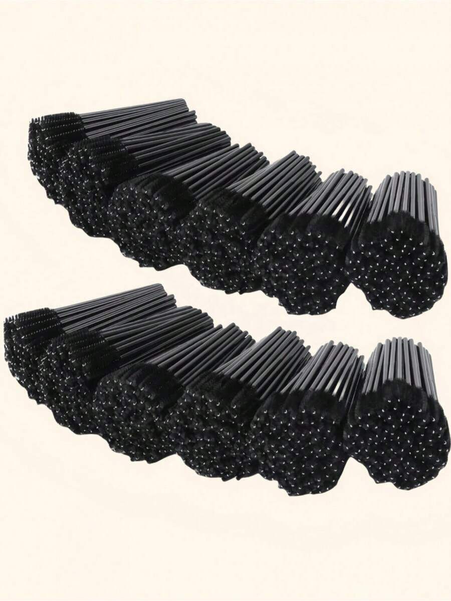 100/200/500 Disposable Mascara Wand Bobbin Mascara Brush Is Suitable For Lengthening Eyebrows/Eyelashes And Cosmetics (Black). - Black - View 1