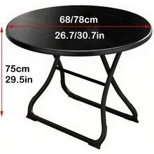 Conjunto de mesa y sillas plegablesSet de Mesa Redonda Plegable - Mesa Portátil para Interior y Exterior con Marco de Metal Resistente Mesa Versátil Ajustable para Terraza Jardín Comedor y Eventos Sillas no incluidas 68 * 68 * 75 - negro - Ver 2