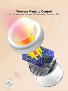 3pcs/Set Car Colorful Decorative Lights, RGB Remote Control Foot Lights, High Brightness Multi-Mode Atmosphere Lights, 13-Color Interior LED Lights, Interior Night Lights, Suitable For Vehicle & Home Decor, Touch-Sensitive Atmosphere LED Foot Lights, High Brightness Multi-Mode Atmosphere Lights (Batteries Not Included) - A - View 2