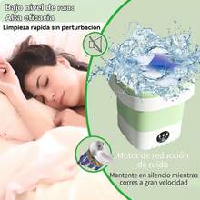 Lavadora Plegable 12L con Luz UV Antibacteriana, Colores Rosa/Verde/Morado para Ropa Delicada - Verde - Ver 3
