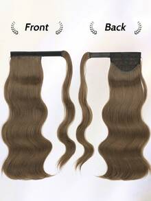 nimoki Extensie de coadă de cal din fibră sintetică ondulată, rezistentă la căldură, 45 cm, cu cârlig și buclă, purtare zilnică, maro