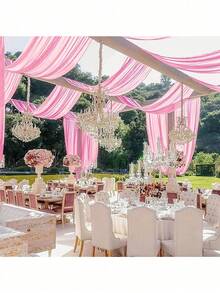 1pc Multi-Color DIY Tulle Fabric, Suitable For Wedding Headpiece, Mosquito Net, Sewing, Photography Backdrop, Wedding Decoration, Party, Birthday, Home Decor, Outdoor - Pink - View 5