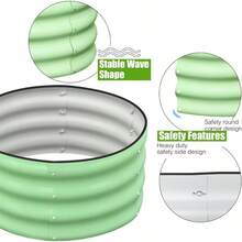 SnugNiture - Juego de cama de jardín redondo galvanizado de 2 x 2 x 1 pies para plantar plantas verduras color verde - verde - Ver 2