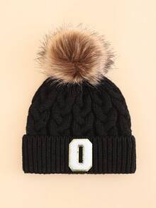 1顶婴儿字母针织帽，柔软、保暖、舒适，适合男孩女孩秋冬季户外佩戴。 - 黑色 - 查看 51