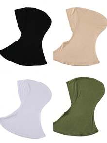 4件装女士纯色莫代尔衬头巾，可遮盖颈部，弹性柔软透气，可作头巾帽、阿巴雅长袍配饰、日常衬头巾、女士面纱 - 彩色 - 查看 53