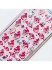 1张随机图案水晶浮雕贴纸，可爱3D卡通手机壳贴纸（颜色随机）