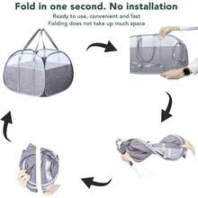 CYPNCesta Plegable para Lavandería 90L - Tela Oxford Gruesa con Asas Resistentes Ideal para Ropa Juguetes y Artículos DiversosFashion - Gris - Ver 3