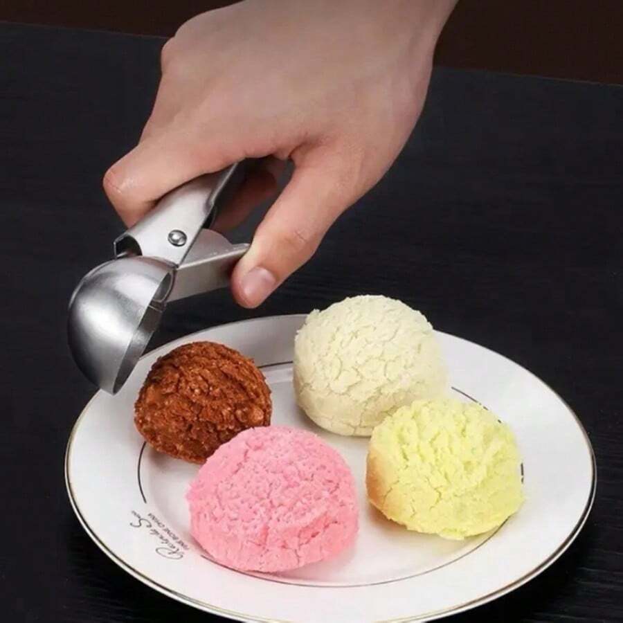 Heavy-Duty Stainless Steel Ice Cream Scoop With Trigger - Perfect For Ice Cream And Jelly, Dishwasher- For High-Temperature Washing, With A Comfortable Grip