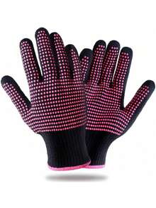 1pc Universal Heat Resistant Silicone Grip Styling Glove, Ensures Use Of Hair Styling Tools - Hot Pink - View 1