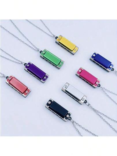 Mini Necklace Harmonica, Multiple Colors Available, Bird Whistle Shape, Basic Musical Instrument, Harmonica, Musical Instrument (Random Color)