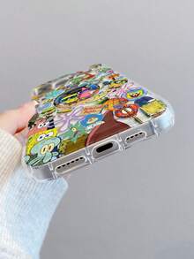 SpongeBob SquarePants 1个卡通趣味全屏花卉汉堡家庭图案防震透气缓冲手机壳，兼容三星/苹果17/16/15/14/13/12/11 Pro Max/12 Pro/14 Plus及其他型号 - 彩色 - 查看 5