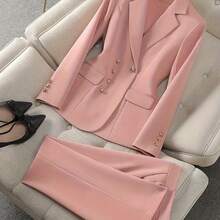 2025 New Women'S Casual Pants Suit, A Two-Piece Set Including A Formal Blazer And Trousers For Business Work. - Màu be - Xem 3