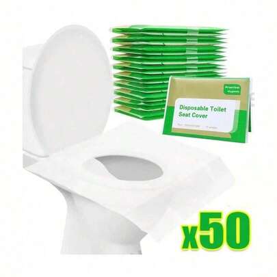 10 piezas/paquete Cubiertas desechables para asiento de inodoro - Almohadillas impermeables portátiles para viaje, hotel, camping y baño - Empaquetadas individualmente