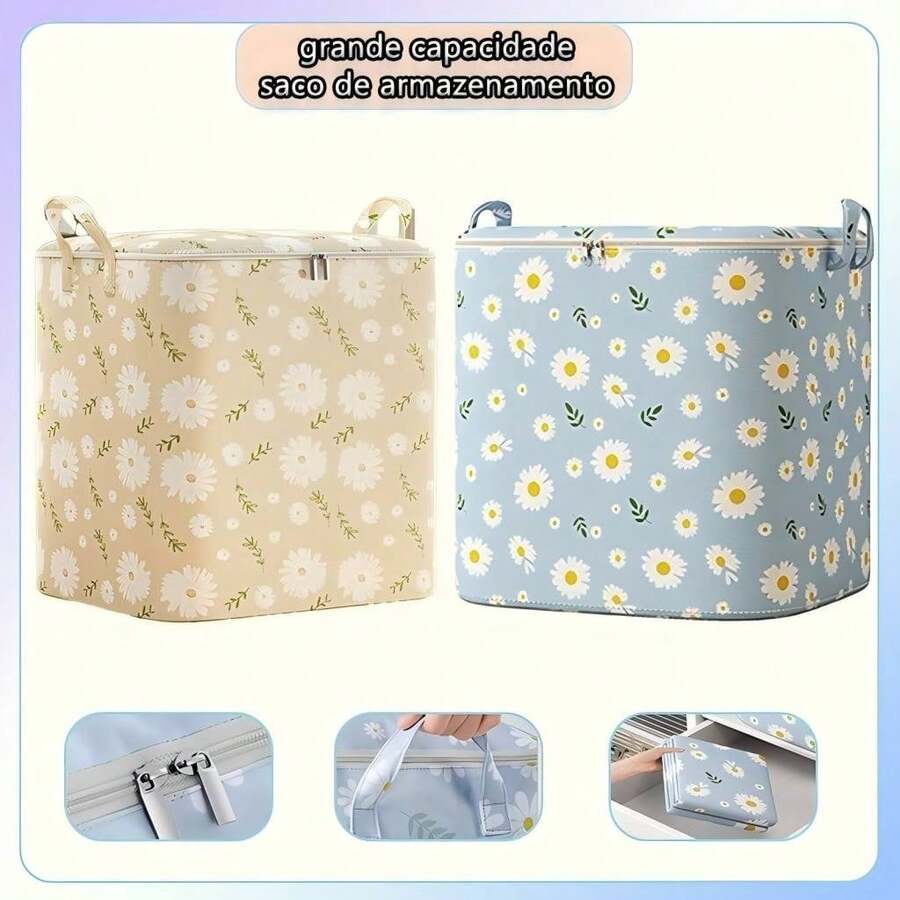KIT 3 100L/145L/175L Large Capacity Multifunctional Storage Box For Quilts And Household Clothes - 145L(黃色雛菊)2 件 - 查看 1
