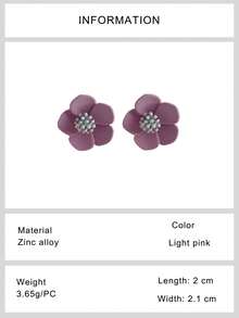 1 Pair Fashionable Sweet Candy-Color Floral Stud Earrings, Elegant & Fresh Design Suitable For Women, Dates, Vacations, Jewelry - Multicolor - View 14