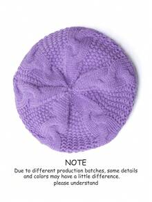 1pc Women's Solid Color Knitted Warm Beanie Hat, Fashion Casual Everyday Beret, Autumn/Winter - Berets - View 8