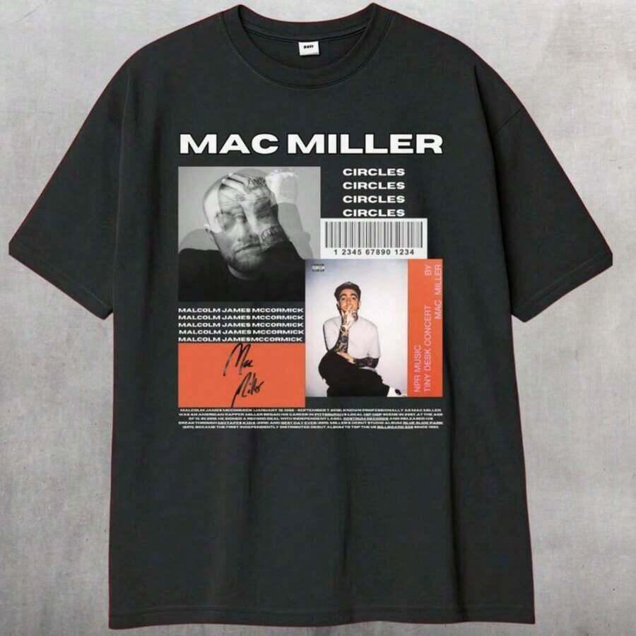 Miller Circles Graphic Tee - Retro Vintage Album Streetwear T-Shirt, Mens & Womens Music Lover Gift, Rnb Hip Hop Tee, Band Merch - màu đen - Xem 1