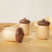 Walnut Wood Toothpick Holder, Creative, Cute Cartoon Acorn Toothpick Jar, Portable And Simple Toothpick Storage Box.
