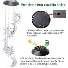 Campanas de Viento Solares de Luces a Prueba de Agua con 6 LED,Luz Solar LED de de Alta Calidad para jardín,Patio,Villa,decoración navideña,Lámpara Colores de carillón de Viento (Sol y Luna),36927816 - Color caoba - Ver 5