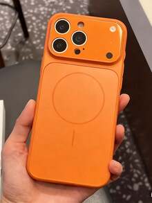 Minimalist Fashion Matte Back Cover Large Window Phone Protective Case, Magnetic Wireless Charging Compatible With IPhone 17, 17 Pro, 17 Pro Max, Air - Orange - Orange - View 1