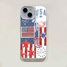 USA Patriotic Cowboy Boots Phone Case Compatible With Samsung Phone Cases,  17,  16 Pro Max,  15 Pro Max,  13, And  12. Made Of TPU Material, Providing Shock And Drop Protection, With A Delicate And Skin-Friendly Feel And An Elegant Appearance, Making It A Perfect Gift For Family, Friends, Loved Ones, Boyfriends/Girlfriends, And For Christmas And Thanksgiving - 白色 - 查看 6
