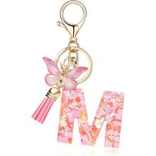 1pc Handmade Crystal Resin Butterfly & Letter Keychain, Tassel Keyring, Small Gift For Wedding, Birthday, Baby Shower, Travel Souvenir, Graduation, Housewarming, Party (5 Styles Available) - Multicolor - View 133