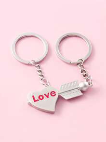 1 Par de Chaveiros de Casal com Cadeado e Chave em Formato de Coração, Liga Metálica Prateada LOVE, Presente para Namorado e Namorada no Dia dos Namorados - Prata - Ver 11