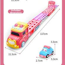 3-6 Years Old Girls' Toy Car Set, Cute Pink Bus Toy Truck With Foldable Track, Lights And Sounds, Friction Powered Princess Toy Cars, Birthday/Christmas/Back To School Gift - Princess Rail Car - View 4
