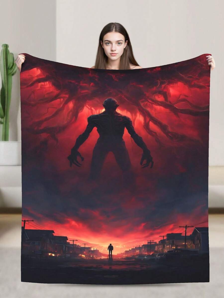 STRANGER Fantasy Throw Blanket Warm Blankets Breathable Air Conditioner Blanket For Car Classic Outdoor Blankets For Picnic For All Season - màu đen - Xem 1