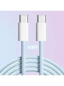 USB-C 转 USB-C 充电线，3 条装，60W，3.3/6.6 英尺编织 USB 转 Type-C 快速充电线，兼容 Apple 17/16/16 Pro/16 Pro Max、15/15 Pro Max、iPad、Pixel、Galaxy S25 - 彩色 - 查看 13