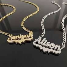 Customized Stainless Steel Double-Layer Necklace, Heart-Shaped And English Letter Collarbone Chain Pendant Accessory, Is An Ideal Gift For Couples, Friends, Family, Mother's Day. Available In Gold And Silver, Fashionable, Simple, Casual, Personalized, It Is A Unique Gift For Girlfriends, Mothers, Family, Friends, Daughters, Suitable For Anniversaries, Valentine's Day, Mother's Day, Birthdays, Graduation Ceremonies, Daily Wear, Weddings, Dances And Other Occasions. Gold, Fashionable, Colorful, Retro, , Minimalist Y2K, In The 2000s, Fashion, Customization, Personalization, And Uniqueness Made It An Ideal Gift For Her, Boyfriend, Girlfriend, Dad, Mom, Family, And Friends. It Is Suitable For Anniversaries, Birthdays, Graduation Ceremonies, Dances, Parties, Ladies' Jewelry, Study Supplies, Back To School, Office, School, Classrooms, Teacher Gifts, Universities, And Other Occasions, Waterproof - Multicolor - View 3