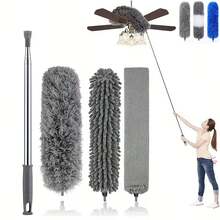 Microfiber Duster With 112 Inch Telescopic Extension Pole Kit For High Ceilings, Cleaning Fan Spider Webs, Reusable And Washable Lightweight Ceiling Fan Nets, Blinds - 4-piece Set - View 9