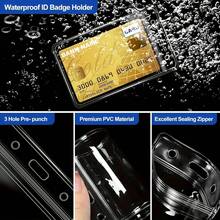 5 Transparent Heavy Duty Vertical ID Card Holders With Waterproof Zipper Plastic Badge Holders, Suitable For Office And School Document Protectors - 5pcs - View 8