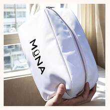 Almacenamiento deéticos Neceser de Viaje, Bolsa de Aseo con Compartimento, Organizador de Artículos Personales y Maquillaje, Neceser impermeable unisex. suave - Marfil - Ver 11