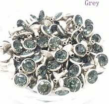 100 Sets Cz Colorful Crystal Rivets Silver Color Spots Studs Double Cap For DIY Leather-Craft (Clear White, 8MM) - ColorG - 查看 2