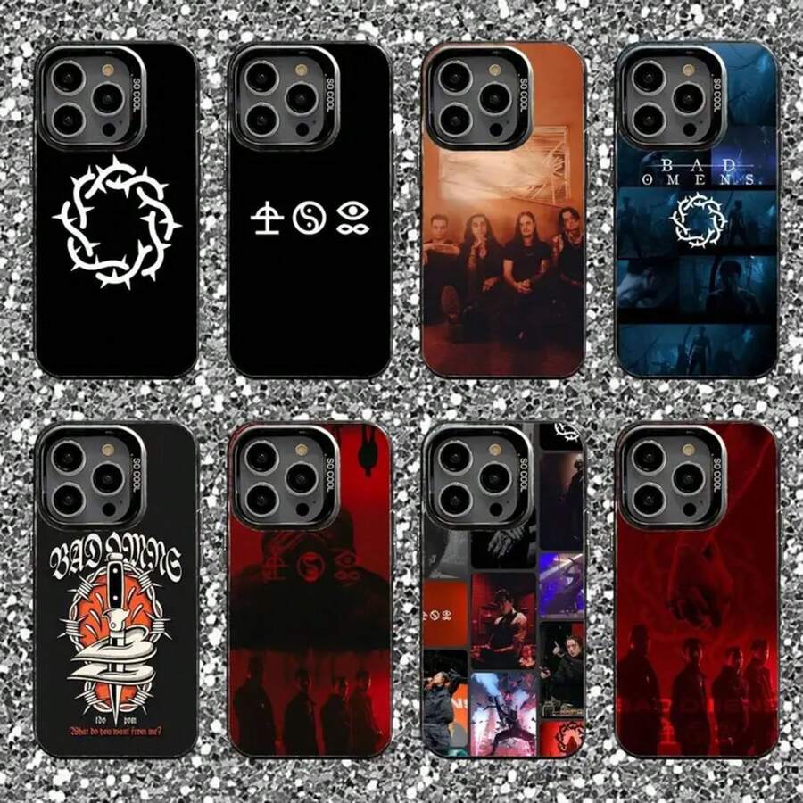 Funda de teléfono Rock Bad O-Omens para 17,16,15,14,13,12,11,Pro,Max,Plus, cubierta mate negra a prueba de golpes - z2 - Ver 1