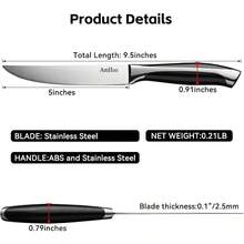 AmHoo - Juego de 6 cuchillos para carne sin dentar de 127 cm de acero inoxidable de alto carbono ultra afilado mango ABS - plateado - Ver 5