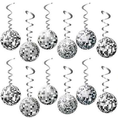 36Pcs Disco Ball Decorations, Disco Party Decor 70s Disco Ball Hanging Swirls Disco Party Hanging Streamer Silver Ceiling Decor For Retro Disco Fever Party Birthday Party Favors Supplies,Summer Hawaiian Party Decorations