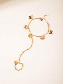 1件时尚个性化铁链蝴蝶女士指链，简约基础款，适合派对、礼物 - 26915-gold - 查看 5