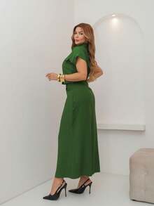 YING ZI Women's Tailored Blouse And Midi Skirt Set By Marrant - 軍綠色 - 查看 4