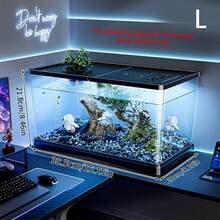 1pc Transparent Sealed Turtle Tank Without Decor, High Clarity Landscaping Fish & Turtle Habitat, Large Size Aquarium