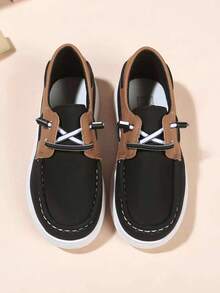 Mocasines sencillos para niños, zapatos planos de moda versátiles, casuales y cómodos - Negro - Ver 3