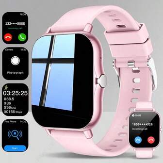 Vollständig berührungsempfindliche Smartwatch, ideal als Geschenk zu Neujahr, Valentinstag, Ostern und Weihnachten. Unterstützt kabellose Anrufe, Schrittzähler, Musiksteuerung und Fitnessfunktionen, kompatibel mit Android/iOS Smartphones, 180mAh Akku.