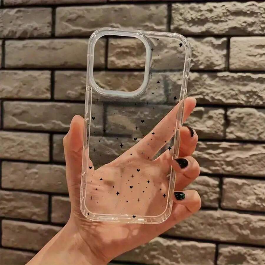 Funda creativa para teléfono Funda de teléfono: Transparente a prueba de golpes con diseño de estrella y corazón para Apple 15 Pro Max, compatible con 11, 12, 13, 14, 15, 16, 17 Pro/Pro Max, X, XS, XR, XS Max, 7, 8, 7 Plus, 8 Plus, funda suave a prueba de golpes para chicas y mujeres - 1 pieza - Ver 1