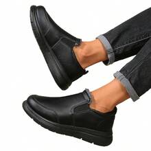 Zapatos de algodón de talla grande para invierno, nuevo estilo, forrados de forro polar, gruesos, ligeros, de suela suave, versátiles, antideslizantes, para papá de mediana edad y ancianos, zapatos cálidos - ST335 - Negro - Ver 6