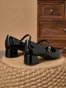MonaNise Retro Mary Jane Pumps, Pointed Toe Slip-On Casual Shoes, Versatile High-End Comfortable Shoes For Travel, Shopping, Outdoor, Coffee Color - 黑色 - 查看 5