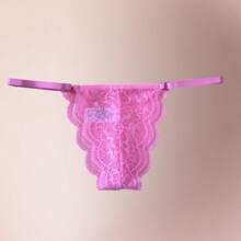 Calcinha String em Renda - Rosa chiclete - Visão 1